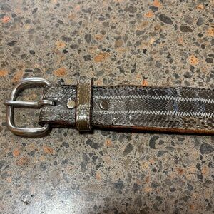 VTG Genuine Anaconda Skin Belt (Brazos Joe Belts) (Length 32) Green, Silver